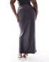 Kaiia Plus ruched column maxi skirt co-ord in charcoal