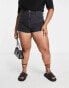 DTT Plus frayed hem shorts in washed black