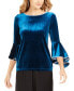 Embellished-Trim Velvet Bell-Sleeve Top