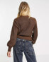 Object wrap front knitted cardigan in brown