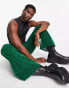 ASOS DESIGN joggers in green velour burnout