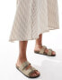 Pull&Bear suede double strap sandal in beige