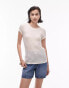 Topshop premium rib sheer longline tee in off white