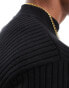 Brave Soul cotton ribbed turtle neck jumper in black