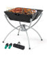 3-in-1 Portable Charcoal Grill Folding Camping Fire Pit with Carrying Bag & Gloves