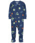 Toddler 1-Piece Space Print 100% Snug Fit Cotton Footie Pajamas 4T