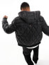 Tommy Hilfiger mix quilt hooded jacket in black