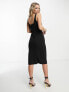 Urban Revivo square neck straight midi dress in black