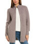 Forte Cashmere Doubleknit Zip Mock Wool & Cashmere-Blend Cardigan Women's