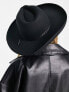 ASOS DESIGN structured wide brim fedora hat in black with trim detail