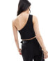 Bershka one shoulder tailored waistcoat in black