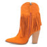 Dingo Crazy Train Fringe Embroidery Snip Toe Cowboy Booties Womens Orange Casual