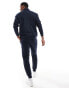 DTT half zip sweatshirt & jogger tracksuit set in navy