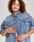 Trendy Plus Size Oversized Denim Shirt, Created for Macy's