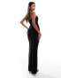 Fashionkilla soft touch double layered cami ruched bust maxi dress in black