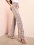 ASOS LUXE square sequin trousers in pink