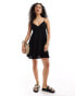 Miss Selfridge textured tiered mini slip sun dress in black