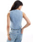 ASOS DESIGN denim waistcoat in mid blue