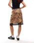 Reclaimed vintage lingerie slip skirt in leopard print