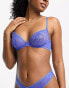 ASOS DESIGN Alexis lace underwire bra with picot trim in cobalt blue