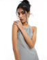 Vero Moda racer neck satin slip maxi dress in grey