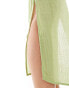 Pieces textured maxi skirt co-ord with slit sides in green