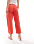 ASOS DESIGN Petite tailored belted trouser with linen in red