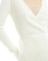 Edited tie waist knitted mini dress in cream