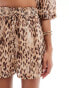 River Island pull on short co-ord in leopard print