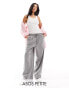 ASOS DESIGN Petite tailored pull on trouser in grey pinstripe