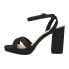 Nina Shelia Glitter Block Heels Ankle Strap Womens Black Dress Sandals SHELIA-Y