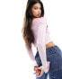 Missyempire knitted rib fold detail zip through top in pink