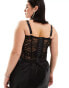 ASOS DESIGN Curve boned lace corset with cup detail in black