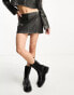 Annorlunda low rise micro mini skirt in charcoal cracked pu co-ord