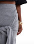 4th & Reckless Plus exclusive knitted drape tie waist maxi skirt in grey