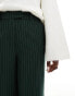 Vila tailored wide leg trouser in green pinstripe