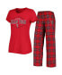 Женская пижама Concepts Sport womens Red and Black Texas Tech Red Raiders Badge T-shirt and Flannel Pants Sleep Set