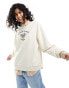 ASOS DESIGN oversized sweat with embroidered flower market graphic in white