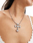 8 Other Reasons rhodium plated large cross pendant necklace