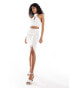 New Look corsage halter crop top in off white