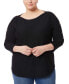 Plus Size Button-Sleeve Boat-Neck Sweater