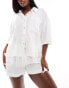 Aria Cove linen blend beach shirt co-ord in white