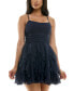 Juniors' Scoop-Neck Fit & Flare Mini Glitter Dress