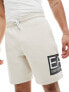 Armani EA7 large side logo sweats shorts in beige co-ord