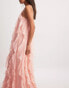 NA-KD structured chiffon ruffle maxi dress in pink