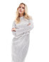 Never Fully Dressed Petite high neck plisse maxi dress in silver