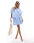 Pieces cotton stripe skirt co-ord in blue