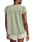 Women's Cotton Pintuck-Pleated Flutter-Sleeve Blouse