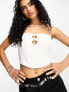 Bershka cut out detail corset top in white