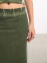 COLLUSION sporty stripe maxi skirt in khaki